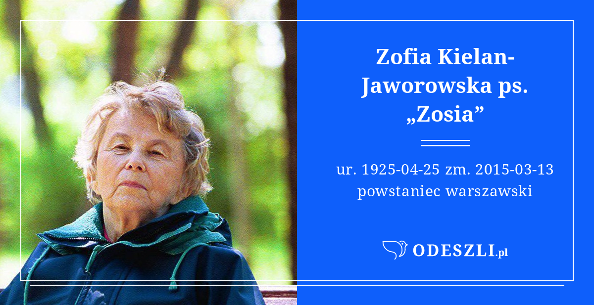 Zofia KielanJaworowska ps. „Zosia” Miejsca Pamięci Odeszli.pl